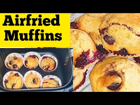 HOW TO MAKE MOIST BANANA MUFFINS IN AN AIR FRYER. NO BAKE BLUEBERRY BANANA MUFFIN #airfryer #muffins