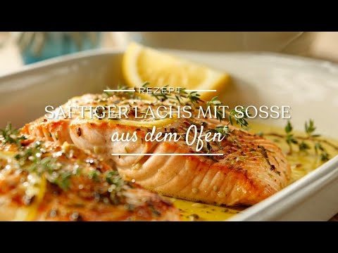 Saftiger Lachs aus dem Backofen mit cremiger Sahne-Soße #lachs