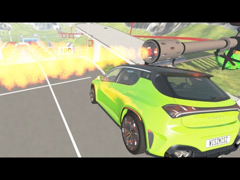 JUMPING THROUGH FIRE | Flamethrower #1 - BeamNG Drive Car Crashes