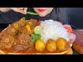 ASMR EATING SPICY MUTTON CURRY EGG CURRY BASMATI RICE SALAD MUKBANG