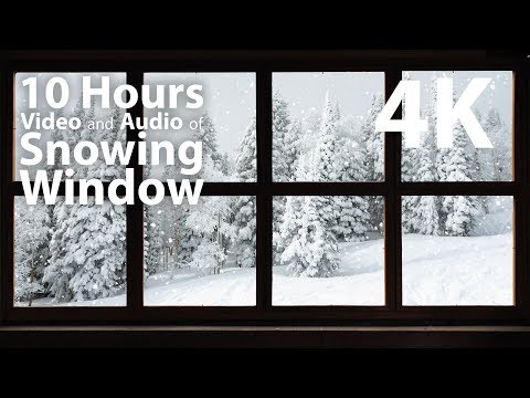 4K HDR 10 hours - Snowing Outside Window - relaxing, gentle, calming