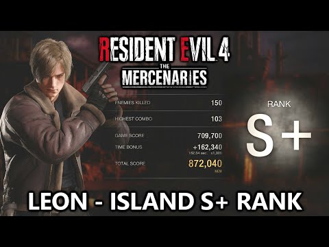Resident Evil 4 - Leon S+ Rank Island - The Mercenaries DLC Gameplay (Unlock Handcannon)