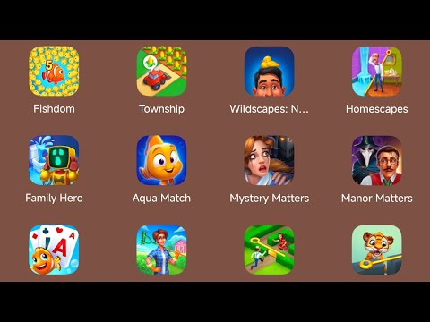 Playrix Android Gameplay: Fishdom,Township,Wildscapes,Homescapes,Family Hero,Aqua Fish,Manor Matters