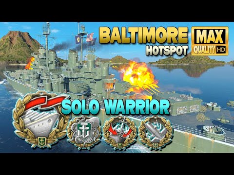Cruiser Baltimore: Nice shootout for SOLO WARRIOR - World of Warships
