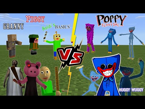 Huggy Wuggy Poppy Play Time VS Baldi's Basics, Piggy and Granny [Minecraft PE]