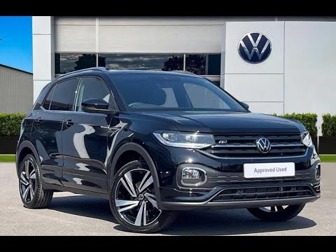 Approved Used Volkswagen T-Cross 1.0 TSI R-Line Hatchback in Deep Black -CX23ONN- Wrexham Volkswagen