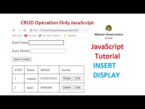 3 Insertdisplay Crud Operation In Javascript Object In Javascript Javascript Tutorial