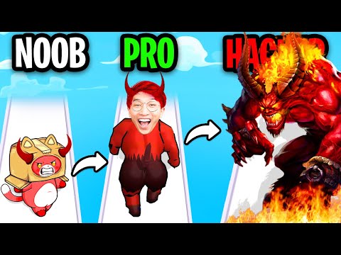 NOOB vs PRO vs HACKER In MONSTER EVOLUTION RUN!? (ALL LEVELS!)