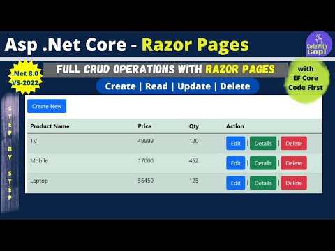 ✅ Full CRUD Operations in ASP.NET Core Razor Pages (.NET 8) –Complete Tutorial with Entity Framework