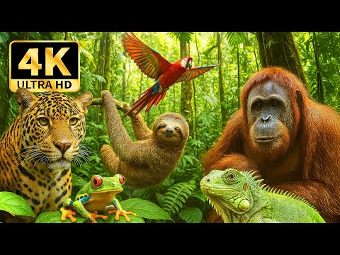 EXPLORE FOREST ANIMALS 4K | with Relaxing Soothing Music