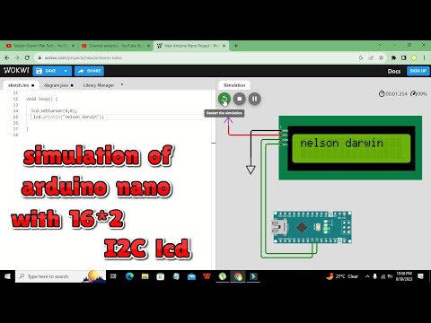 online simulation of arduino nano with i2c lcd 16*2 in wokwi | interfacing i2c lcd with arduino nano