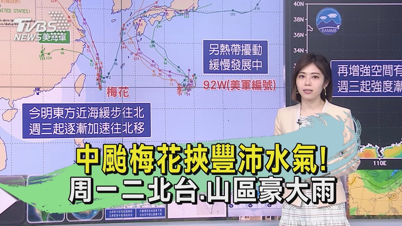 中颱梅花挾豐沛水氣!周一二北台、山區豪大雨