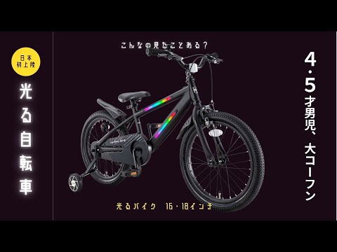 18型 子供用自転車 光るバイク HIKARU BIKE ブラック 03877