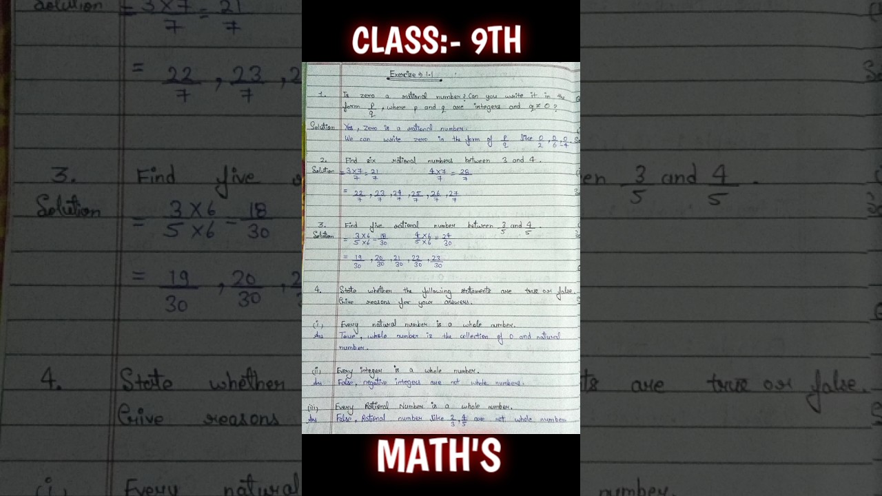 NCERT math's class 9 chapter 1 Number System Exercise 1.1 solution #maths #ncert #class9 #solution