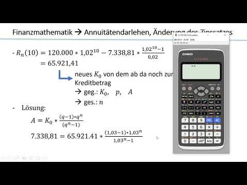 Annuitätendarlehen, Änderung des Zinssatzes | Finanzmathematik