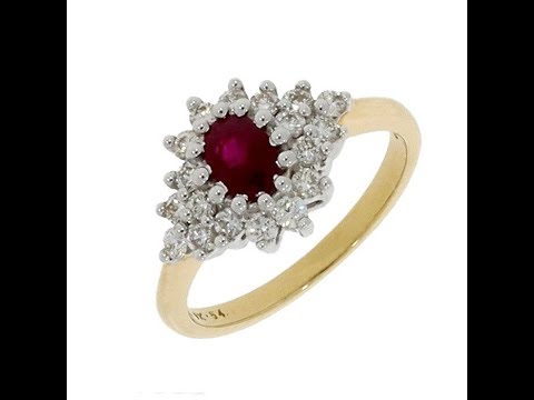 9ct Yellow Gold 0.54cts Brilliant Cut Diamond & Ruby Cluster Ring