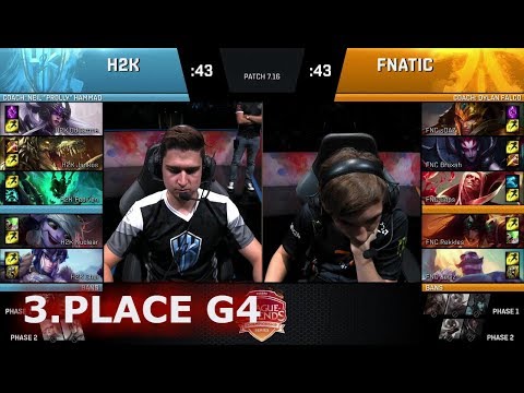 Fnatic vs H2K Gaming | Game 4 3rd Place S7 EU LCS Summer 2017 Play-Offs in Paris | FNC vs H2K G4