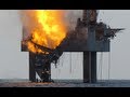 OIL RIG FIRE 2013:Gulf of Mexico drilling rig has.