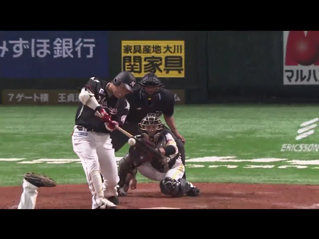 【3回表】「変態打ち」 で2打席連続打点!! マリーンズ・角中 今度はライトスタンドへの2ランホームラン!! 2018/6/30 H-M