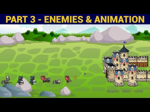 PyGame Castle Defender Game Beginner Tutorial in Python - PART 3 | Enemies and Sprite Animation