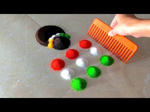 Indian princess 🇮🇳👸 rangoli drawing using Comb | Independence day rangoli | Indian girl rangoli art