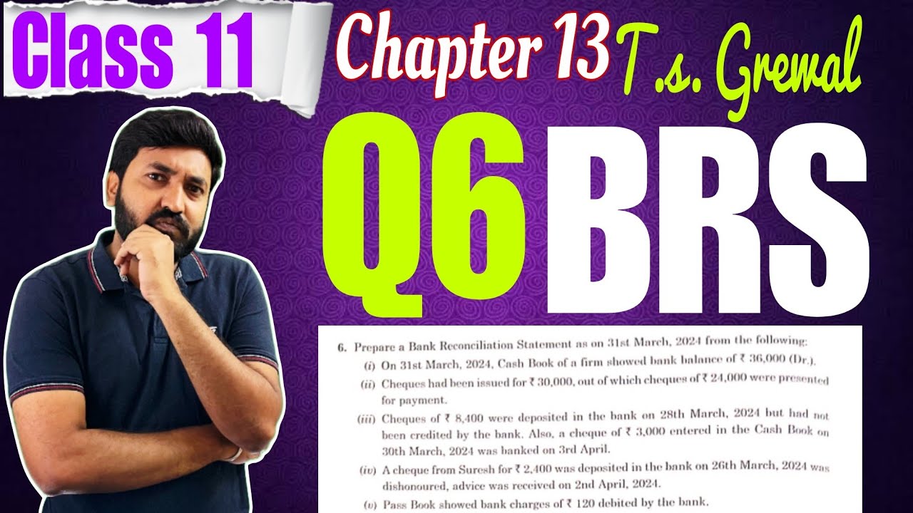 Q6 Bank Reconciliation statement solution | T.s. Grewal latest solution BRS Class 11 | Accounts