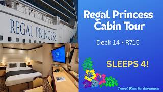 Regal Princess Cabin R715 Tour 🚢 Interior Connecting Room Sleeps 4 | Cruise Room Walkthrough