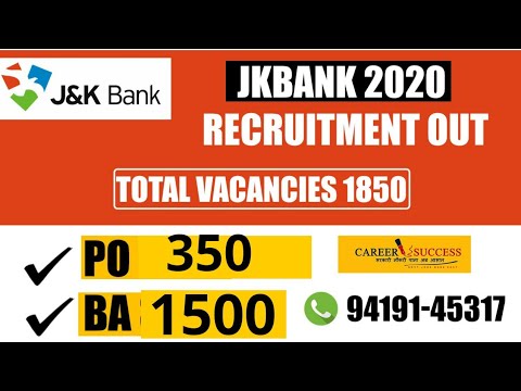 JK BANK 2020 RECRUITEMENT OUT|PO AND BA |AGE CRITERIA |ELIGIBILITY|LIVE BATCH 9419145317|JOIN NOW