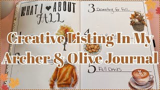 CREATIVE LISTING IN MY ARCHER & OLIVE JOURNAL | WHAT I LOVE ABOUT FALL