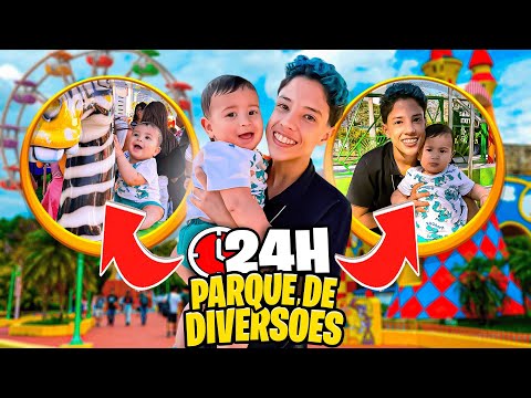 24 HOURS WITH US AT THE AMUSEMENT PARK! *We went on the extreme rides