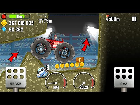 Hill Climb Racing 1 - Big Finger (BIG WHEELS) on ARENA Walkthrough Gameplay