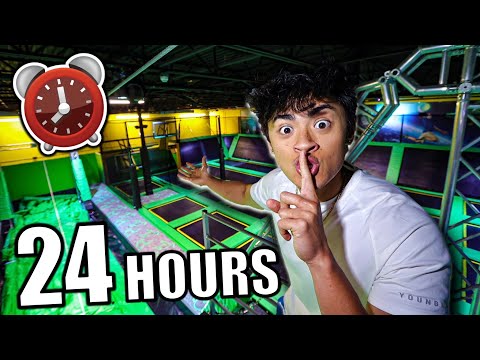 24 HOUR OVERNIGHT CHALLENGE in TRAMPOLINE PARK!