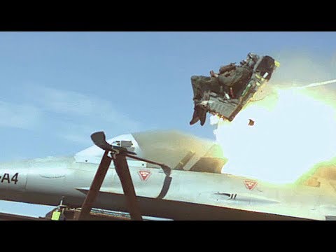 Fighter Jet Ejection Seat Slow Mo – Rocket Sled Test At USAF High Speed Test Track