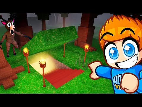 I built a SECRET BASE to SURVIVE 100 NIGHTS 🌙 in the FOREST in Roblox!