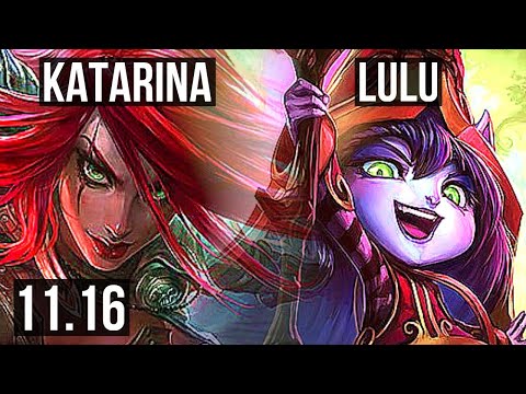KATARINA vs LULU (MID) | Rank 2 Kata, 4/0/6, 1.6M mastery, 500+ games | KR Grandmaster | v11.16