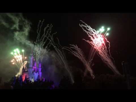 Tinkerbell's flight over Disneys Magic Kingdom Castle Orlando + Fireworks full length 1080p