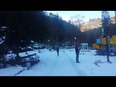 Beautiful snowy landscape in Borjomi, Georgia.