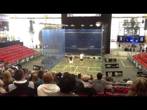Ramy Ashour vs. Daryl Selby - 2012 British Open - service return into the nick