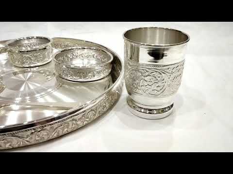 Silver dinner set nakshi work