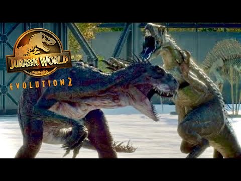 INDOMINUS REX VS INDORAPTOR VS SCORPIOS REX!!! HYBRID BATTLE ROYAL | Jurassic World Evolution 2