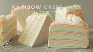 파스텔🍭 레인보우 크레이프 케이크 만들기 : Pastel Rainbow Crepe Cake Recipe : パステルレインボークレープケーキ | Cooking tree