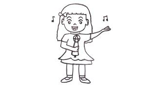 HOW TO DRAW A GIRL SINGING
