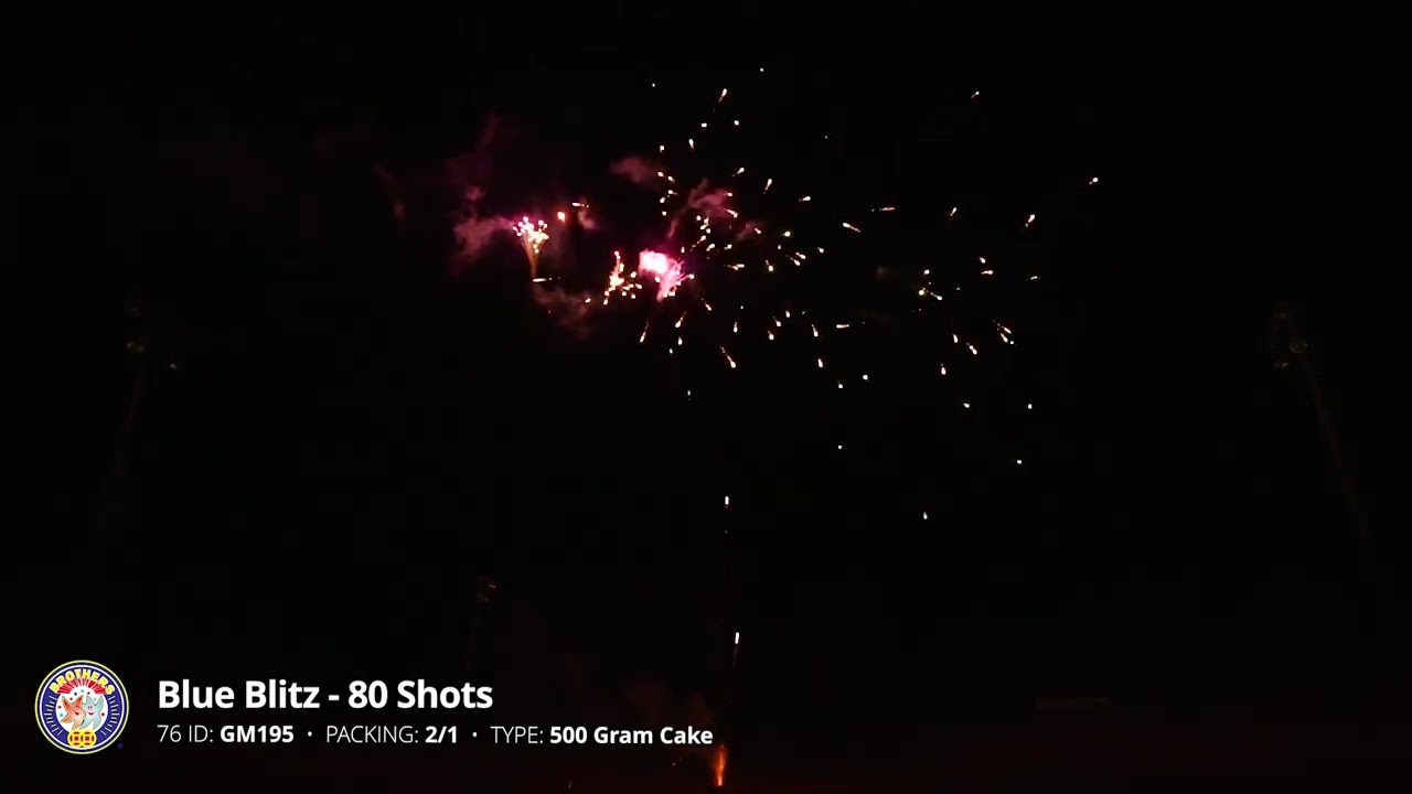 GM195 Blue Blitz - 80 Shot 500 Gram Firework - Brothers 2025 Production