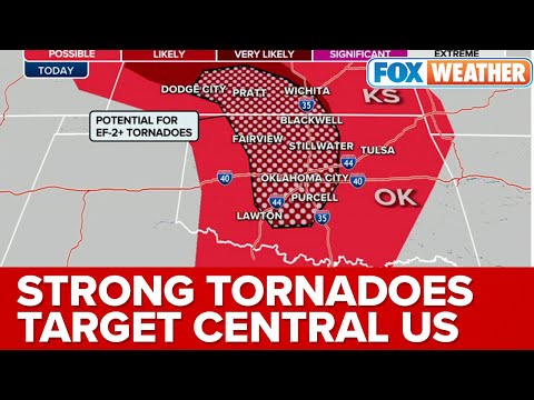 EF-2 Or Stronger Tornadoes, Large Hail Possible Across Central US On Thursday