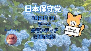 日本保守党　6月28日(日)チーム・ボランティア皆様の【活動日程】朝投稿した物は休憩時間に急いで上げたので　再度作り直してます🙇