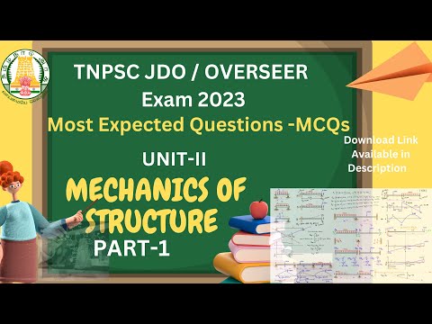 TNPSC JDO OVERSEER EXAM 2023/Mechanics of structures Most Expected MCQs question /JDO study material