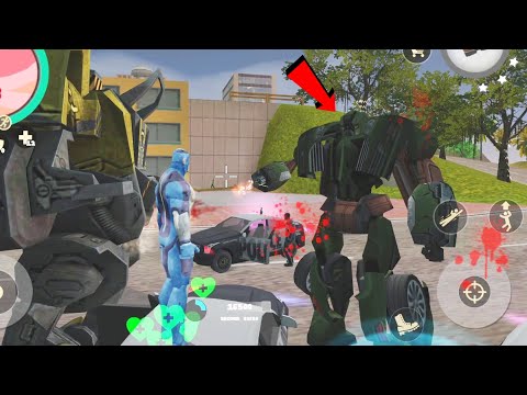 Rope Hero: Vice Town (Rope Hero Standup Police Car) Huge Black Robot Car - Android Gameplay HD