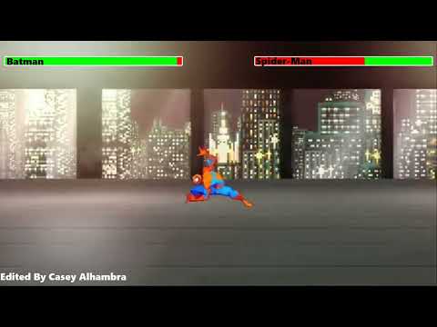 Batman vs. Spider-Man with healthbars
