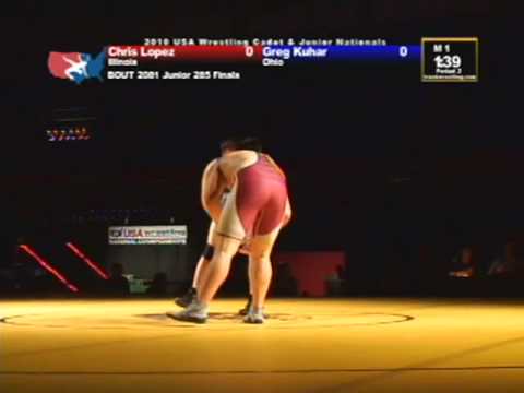 Junior Freestyle Finals 285 pounds - Greg Kuhar vs. Chris Lopez