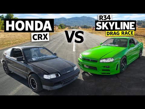 All Motor Honda CRX vs R34 Skyline Drag Race // HONDA vs HATERS